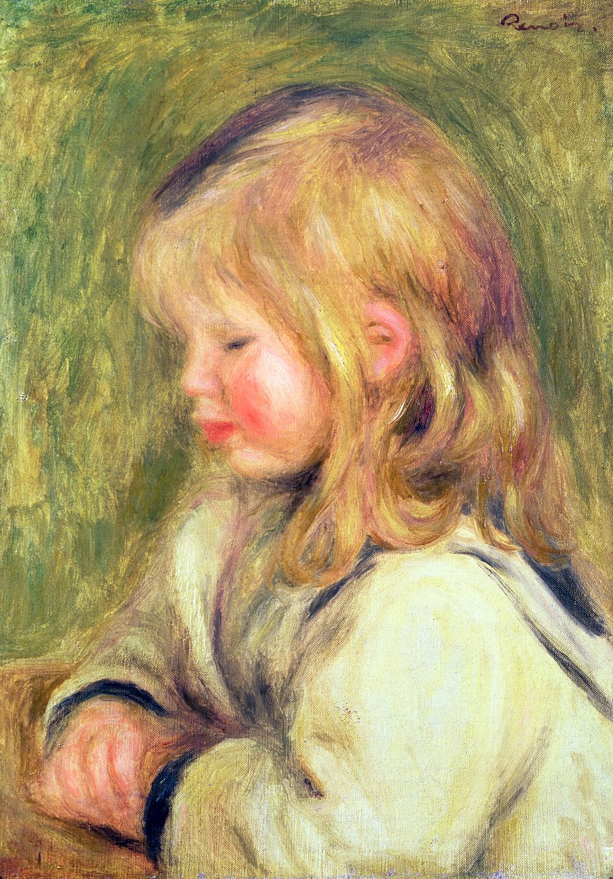 Čtení Dítě v bílé košili, 1905 od Pierre Auguste Renoir