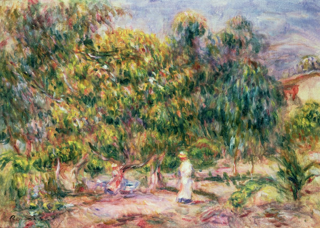 Žena v bílém v zahradě Les Colettes, 1915 od Pierre Auguste Renoir