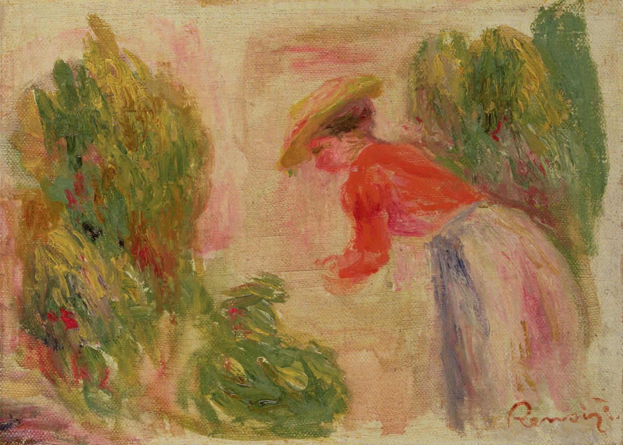 Žena sbírající květiny 1906–10 od Pierre Auguste Renoir