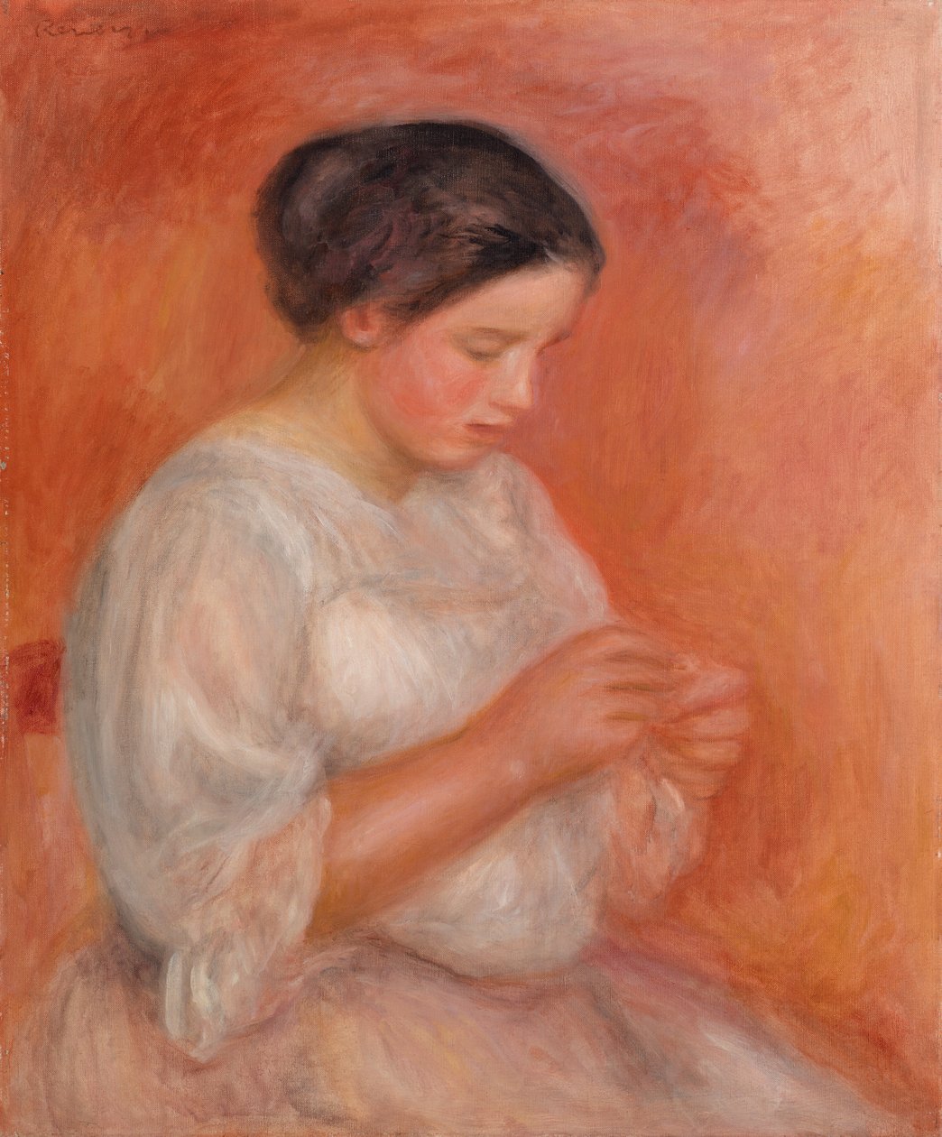Žena šití od Pierre Auguste Renoir