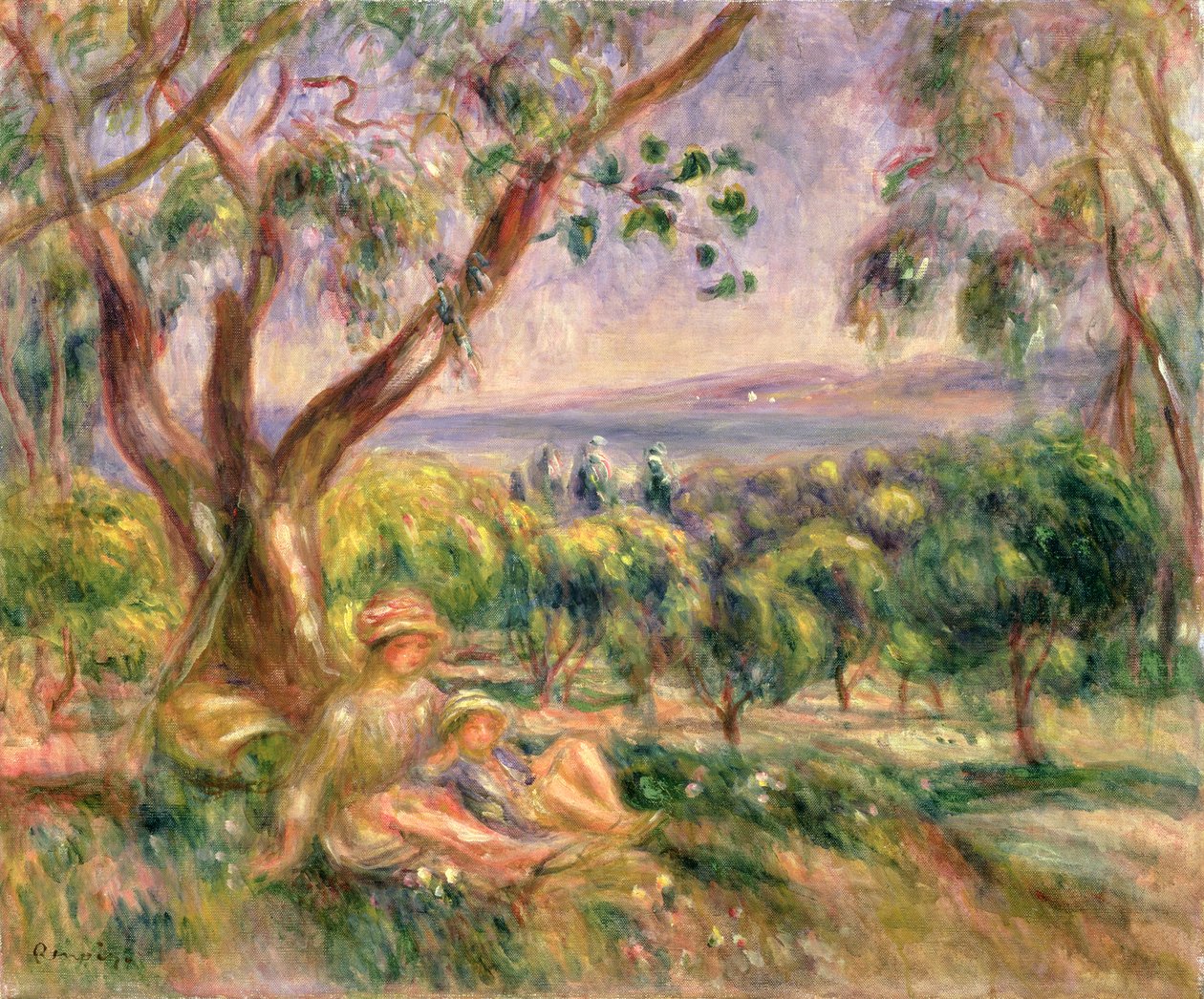 Žena a dítě pod stromem, kolem roku 1910 od Pierre Auguste Renoir