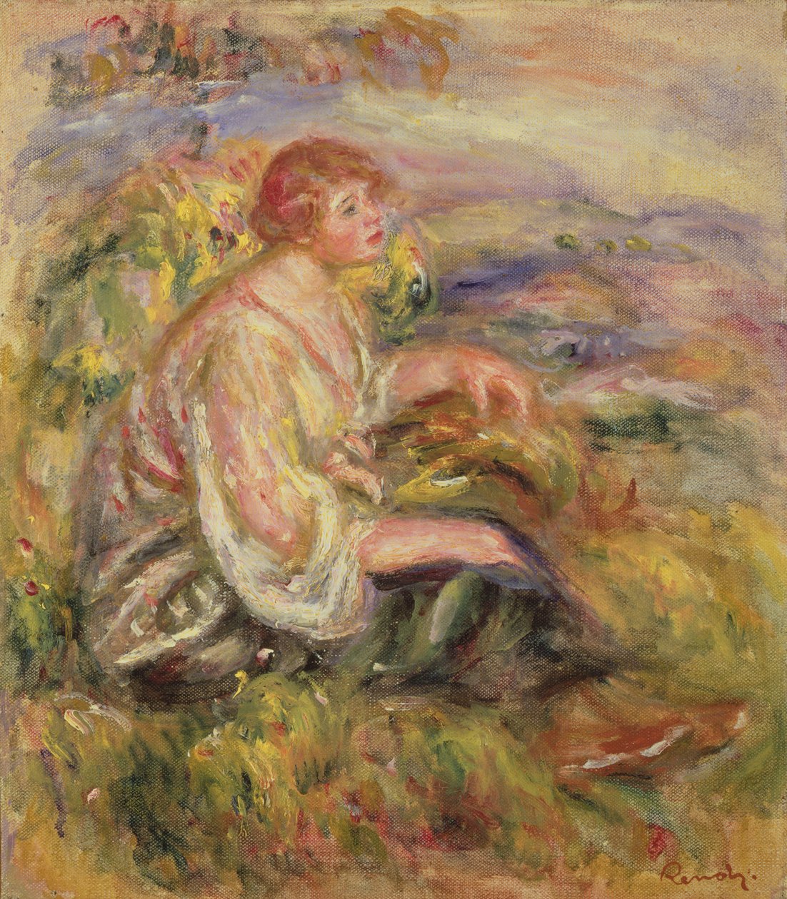 Žena na stráni, kolem 1916-18 od Pierre Auguste Renoir