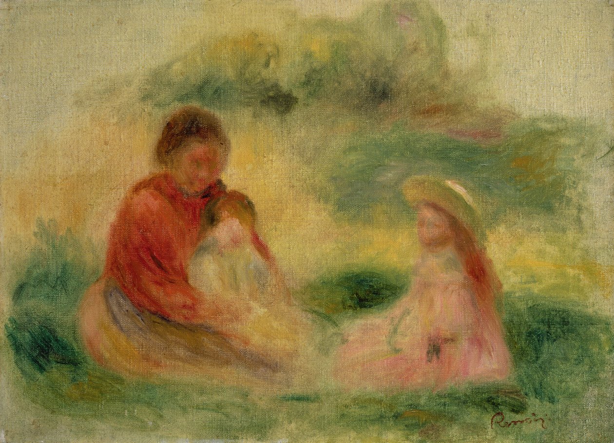 Žena se dvěma dětmi sedícími na zemi, 1902-03 od Pierre Auguste Renoir