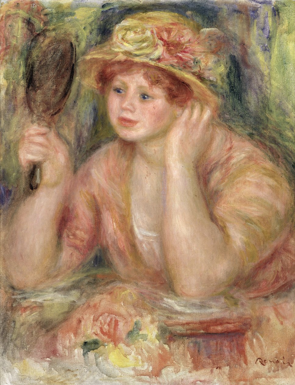 Žena se zrcadlem, kolem roku 1915 od Pierre Auguste Renoir
