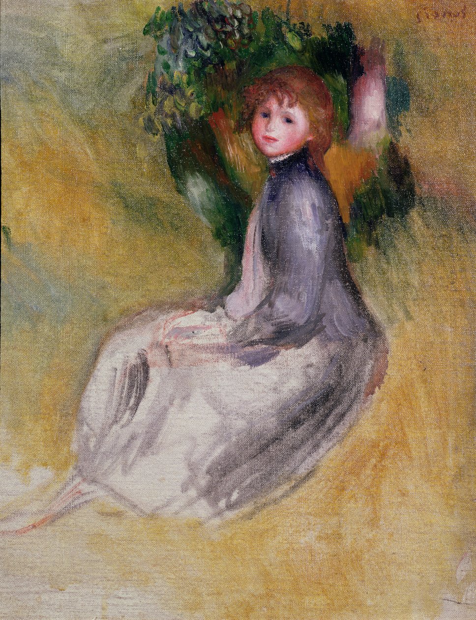 Mladá dívka sedící, 1885 od Pierre Auguste Renoir