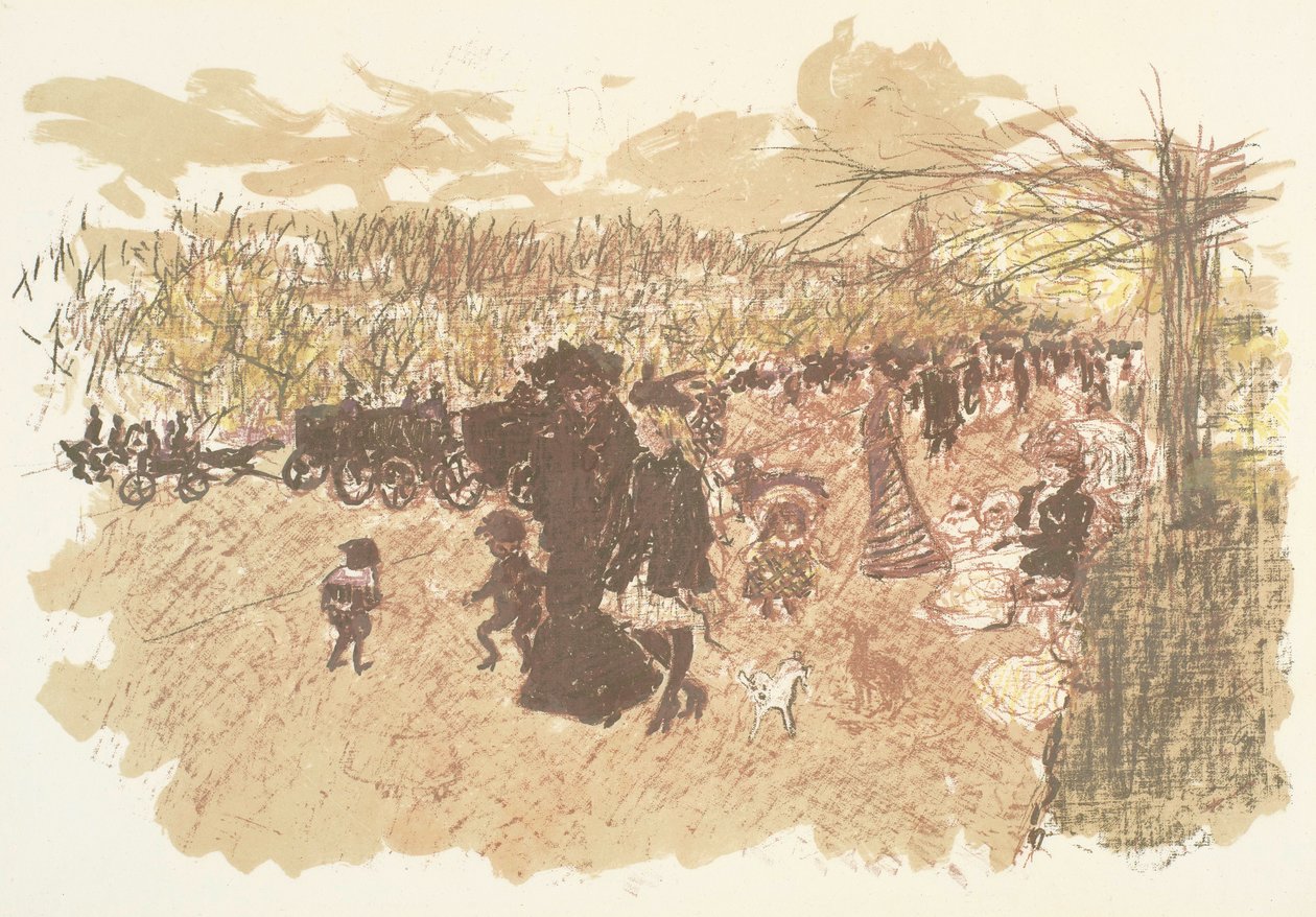 Avenue du Bois, litografie ze série Některé aspekty pařížského života od Pierre Bonnard