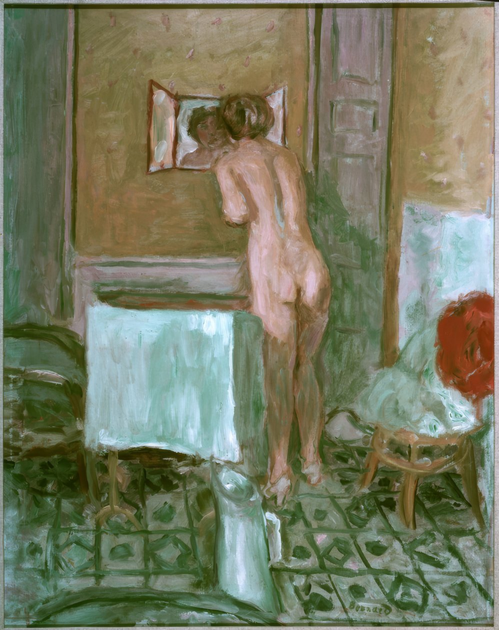 Akt v červeném hadříku nebo Akt na záchodě od Pierre Bonnard