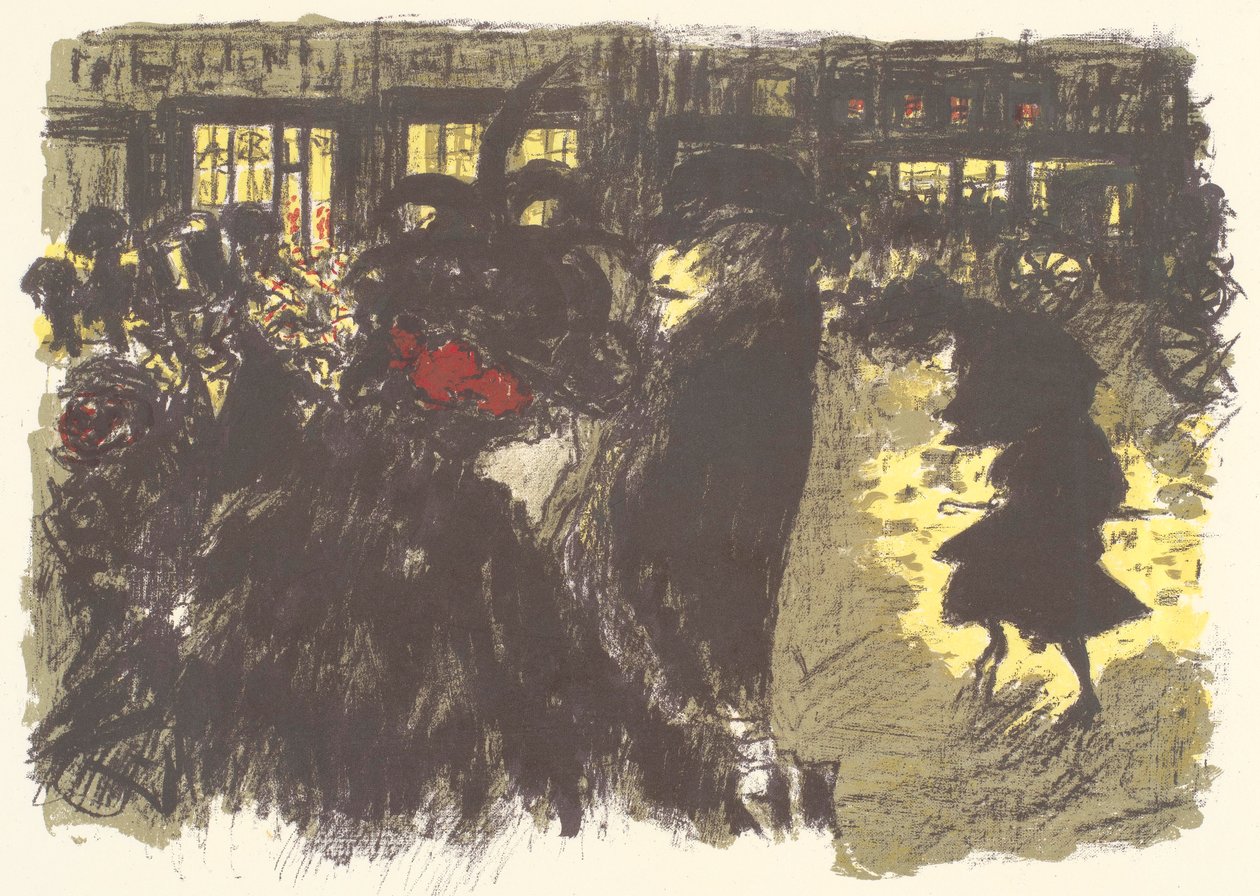 Place le soir, litografie ze série Quelques aspects de la vie de Paris od Pierre Bonnard