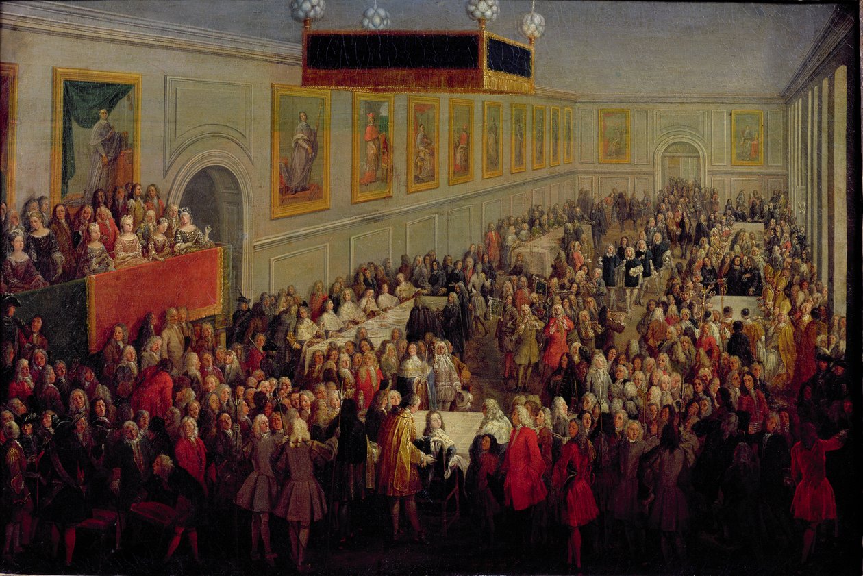 Svátek konaný po korunovaci Ludvíka XV. (1710-74) v Arcibiskupském paláci v Rheims, 25. října 1722, 1722 od Pierre Denis Martin