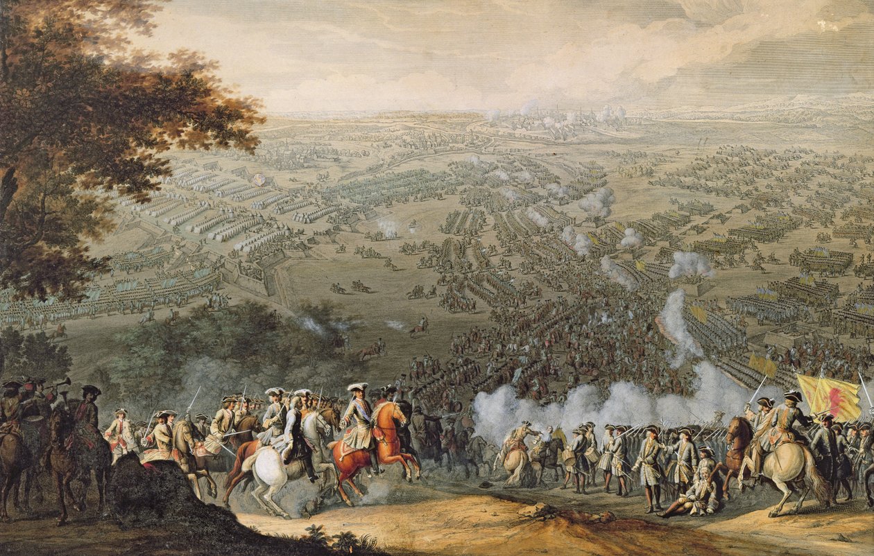 Bitva u Poltavy, vyryta jedním z rodiny Nicolas Larmessin, 1709 od Pierre Denis Martin