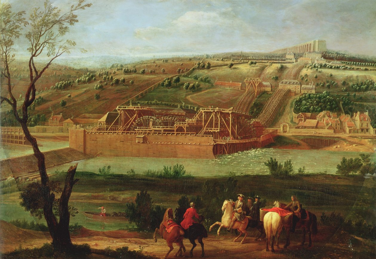 Pohled na stroj Marly a akvadukt v Louveciennes, 1722 od Pierre Denis Martin