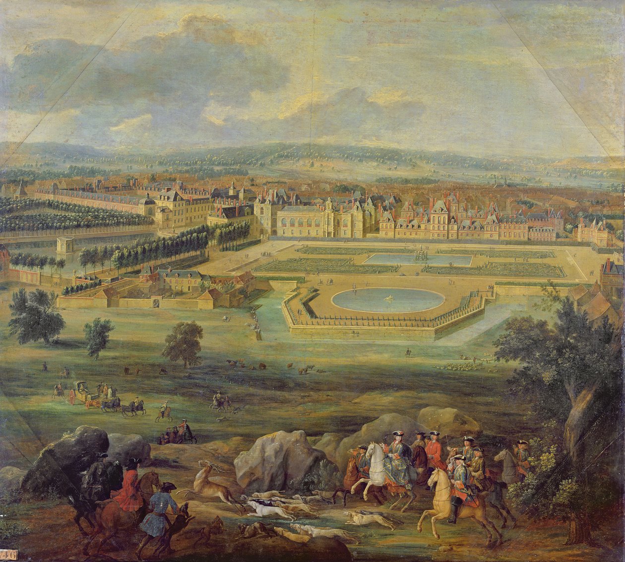 Pohled na palác Fontainebleau z parteru Tibery, 1722 od Pierre Denis Martin