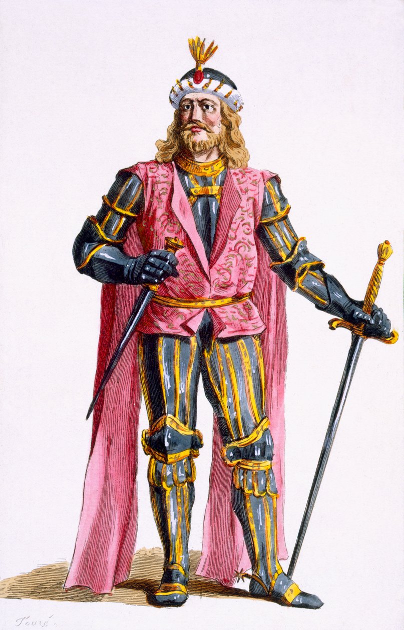 Theodoric I (1053-82) hrabě z Holandska z knihy "Receuil des Estampes, representant les Rangs et les Dignites, suivant le Costume de toutes les Nations existantes", vydané roku 1780 (ručně kolorovaná rytina) od Pierre Duflos