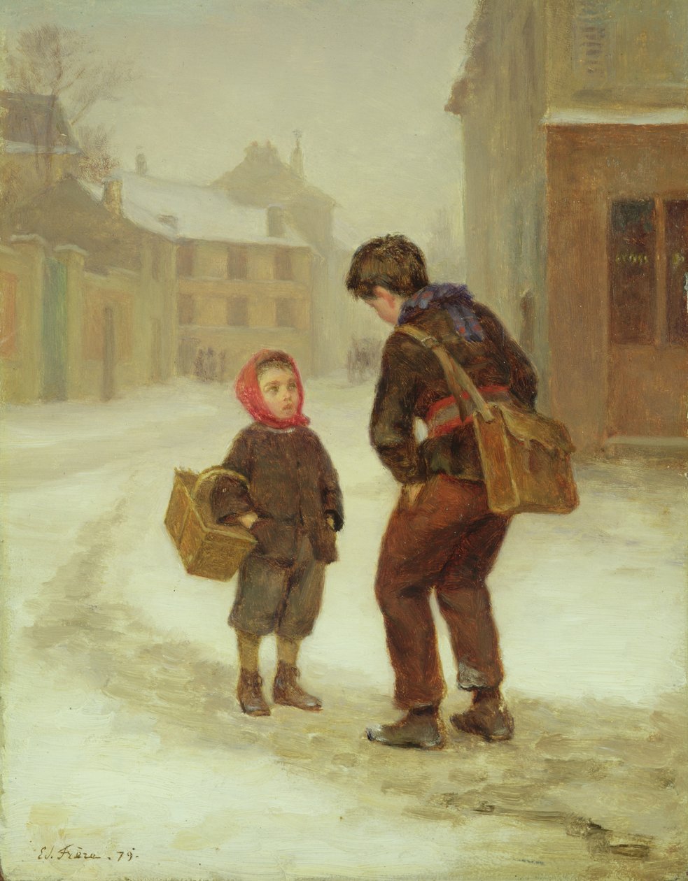 Na cestě do školy ve sněhu, 1879 od Pierre Edouard Frere