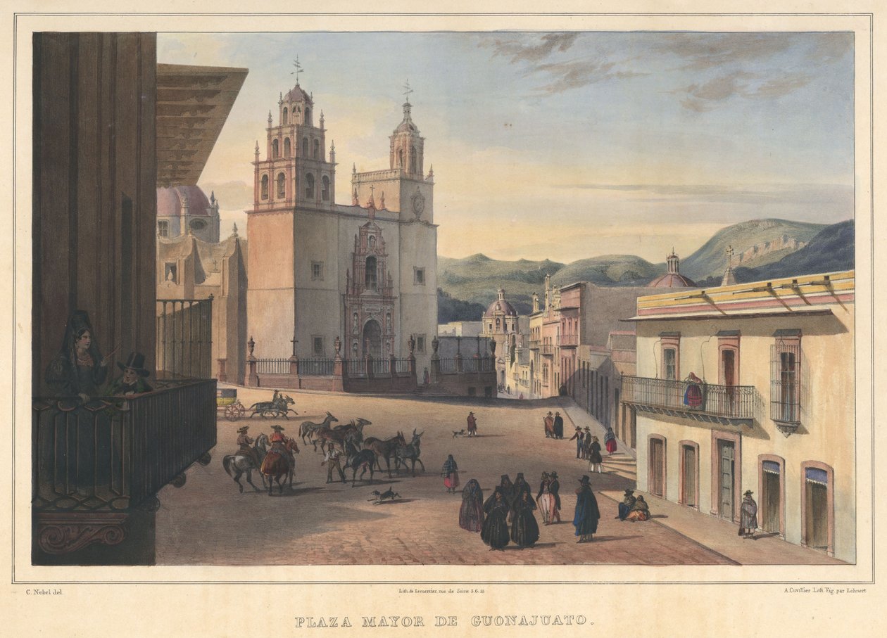 Plaza Mayor de Guanajuato, pohled na hlavní náměstí Guanajuato, Guanajuato od Pierre Frédéric Lehnert