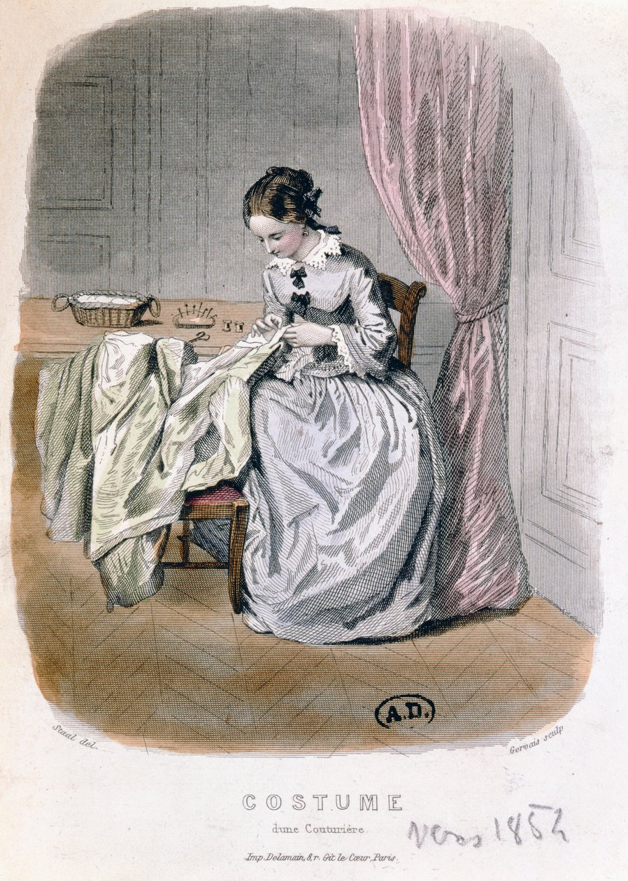 Couturier at Work, vyryl Gervais (19. století) 1854 od Pierre Gustave Eugene Staal