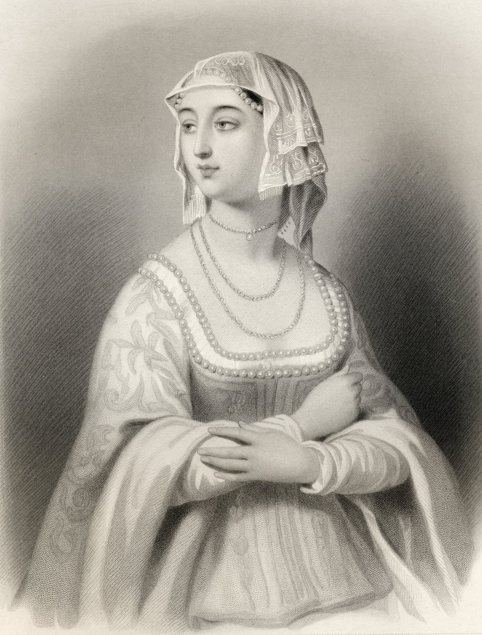 Margret z Anjou (1429-82) ilustrace z „World Noted Women“ od Mary Cowden Clarke, 1858 od Pierre Gustave Eugene Staal