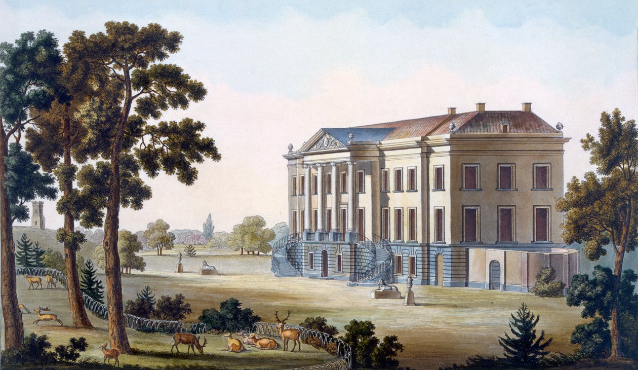 Hrad Brockhuysen, poblíž Ameronghen, z „Výběr nejpozoruhodnějších památek, budov a domů Nizozemského království“, zveřejněné 1827 od Pierre Jacques Goetghebuer