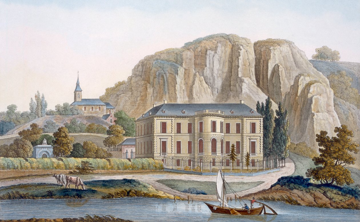 Château de Marche-les-Dames, poblíž Namuru, z „Výběr nejpozoruhodnějších památek, budov a domů Nizozemského království“, zveřejněné 1827 od Pierre Jacques Goetghebuer