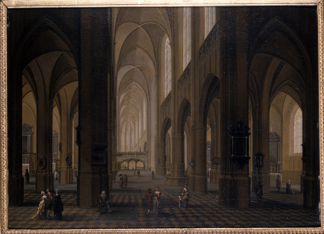 Interiér gotického kostela, 1751-1800 od Pierre Joseph Lafontaine