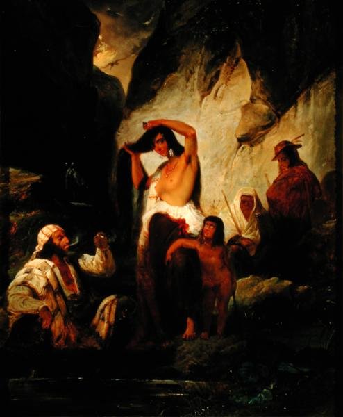Zastavení Cikánů v horách Ronda, 1832 od Pierre Jules Jollivet