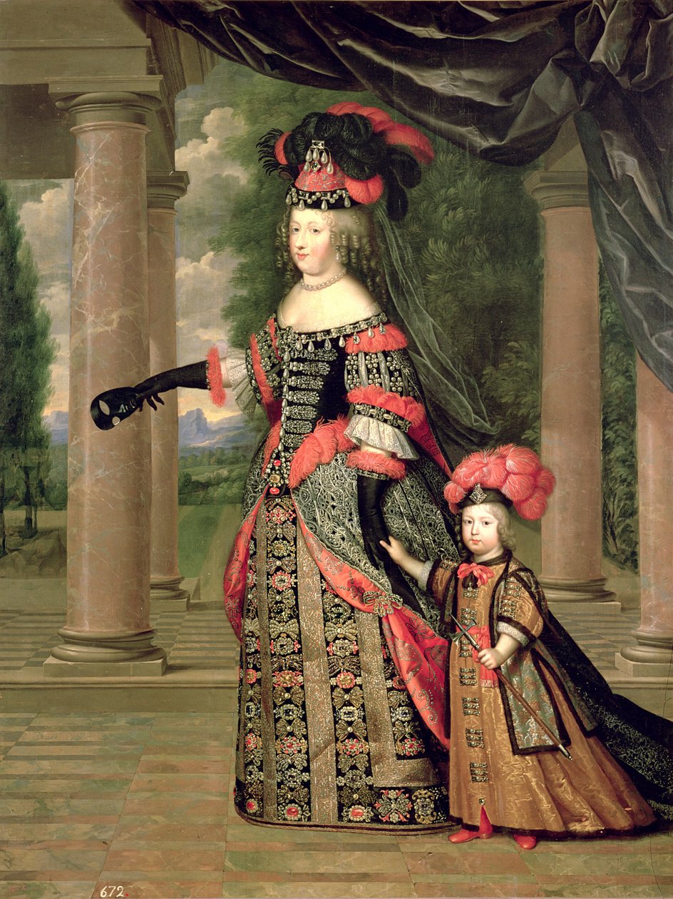 Marie Terezie (1638-83), manželka Ludvíka XIV., se svým synem dauphinem Ludvíkem Francouzským (1661-1711) po roce 1661 od Pierre Mignard