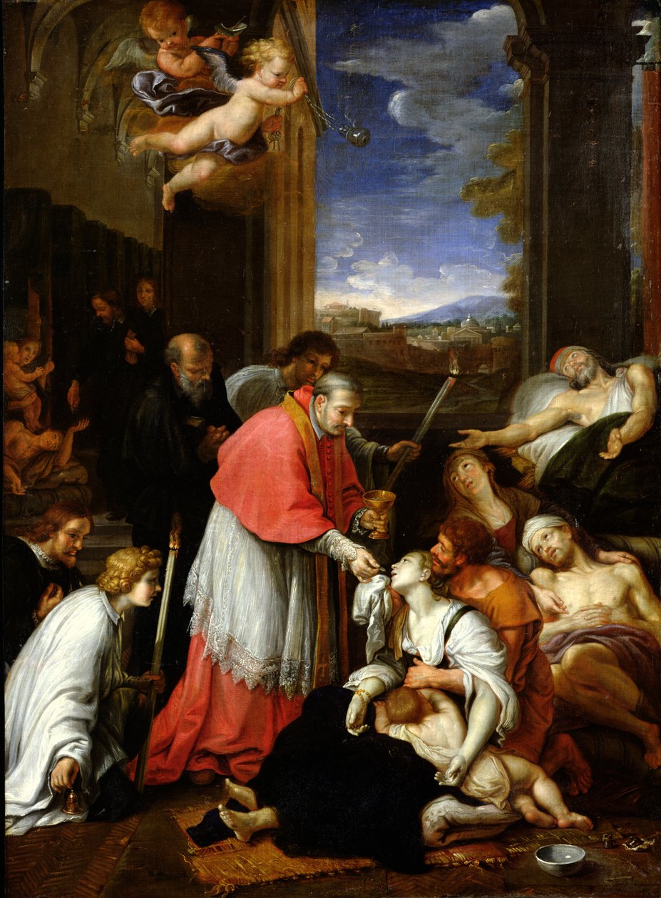 Svatý Karel Boromejský (1538-84) Udělování svátosti obětem moru v Miláně v roce 1576 od Pierre Mignard