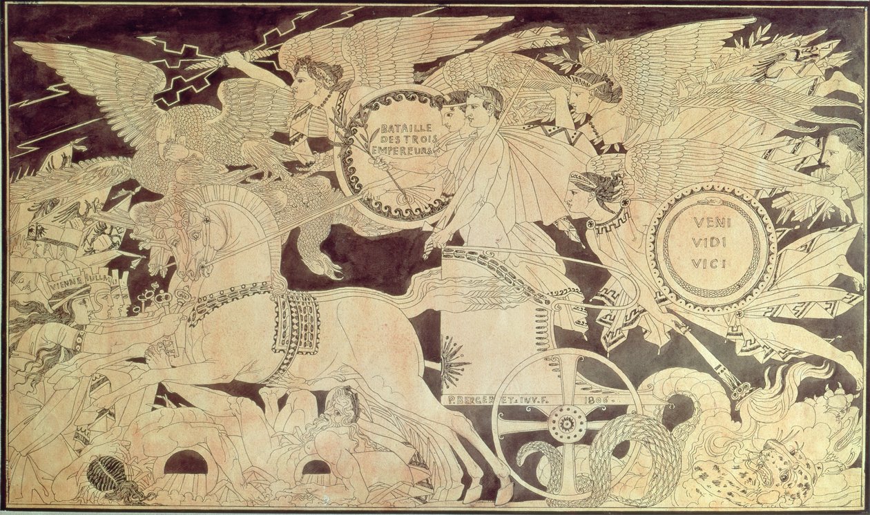 Alegorie bitvy u Slavkova, přípravná kresba pro výzdobu velké vázy ze Sevres určené pro císařský palác v Saint-Cloud, 1806 od Pierre Nolasque Bergeret