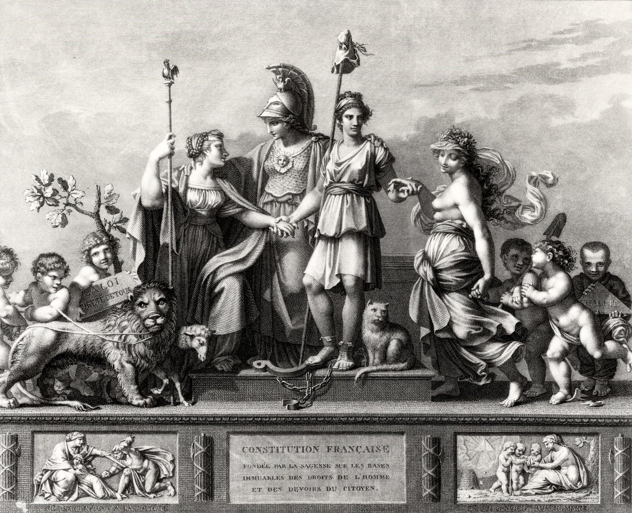 Francouzská ústava, vyryl Jacques Louis Copia (1764-99) od Pierre Paul Prudhon