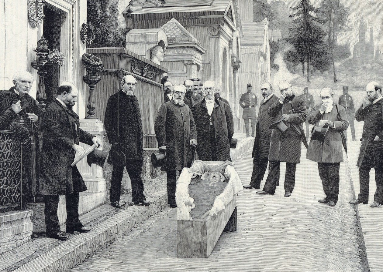 Exhumace Rossiniho ostatků v Père-Lachaise od Pierre Petit