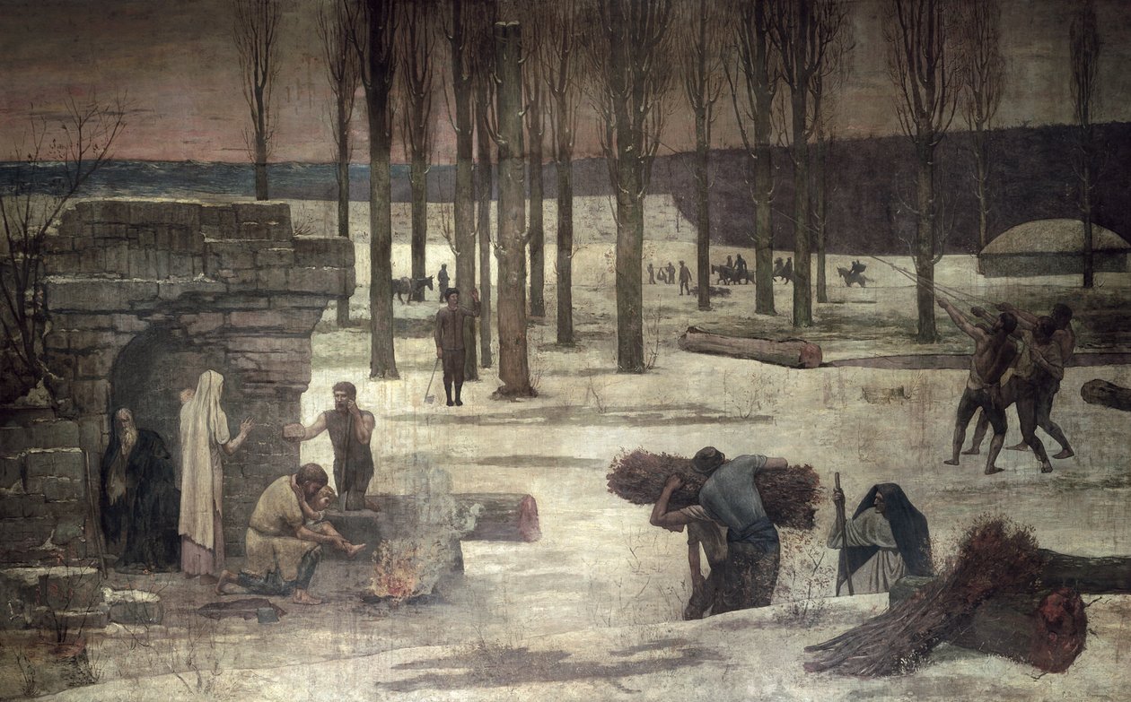 Zima, 1889-93 (nástěnná malba) od Pierre Puvis de Chavannes