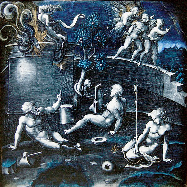 Alegorie hříchu, kolem 1570-84 (malovaný smalt) od Pierre Reymond