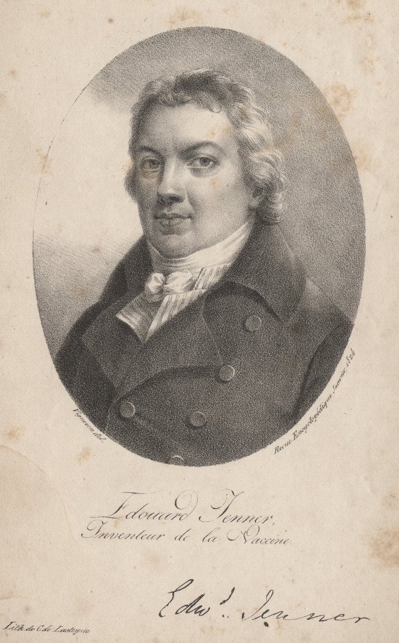Edouard Jenner, litografie Comte Charles Philibert de Lasteyrie, 1824 od Pierre Roch Vigneron