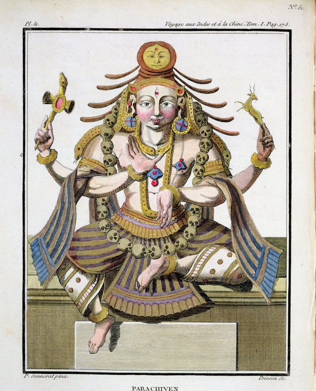Aspekt Šivy z „Voyage aux Indes et a la Chine“ od Pierra Sonnerata, vyrytý Poissonem, vydáno 1782 od Pierre Sonnerat