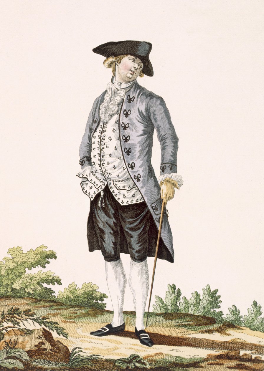 Gentleman v šedém vycházkovém obleku, vyryto Voysardem, deska č. 162 z 