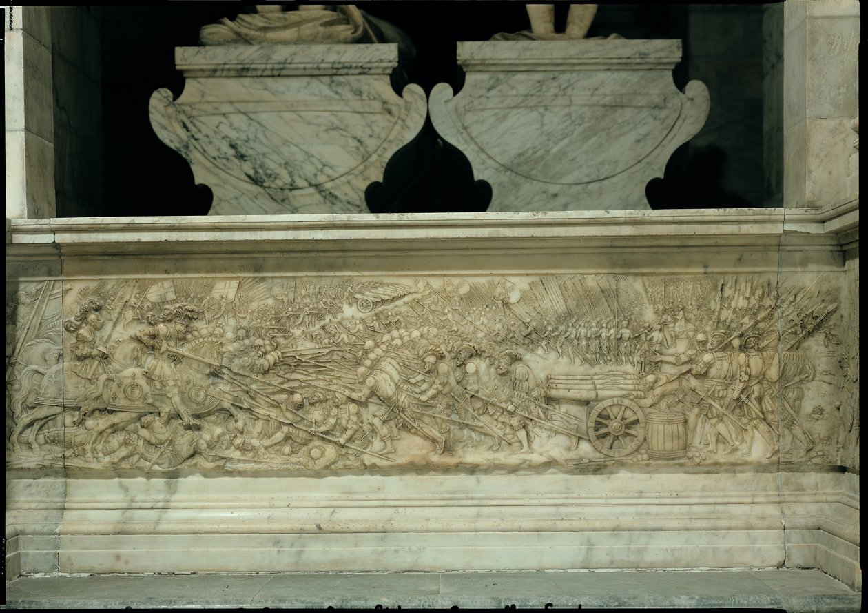 Bitva u Marignana v roce 1515, z hrobky Františka I. a Clauda Francouzského, vévodkyně z Bretaně, 1548-52 (mramor) od Pierre Bontemps