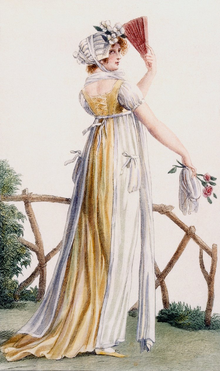 Dámské šaty ve venkovském stylu, ilustrace z "Journal des Dames et des Modes", 1799 od Pierre de La Mesangere