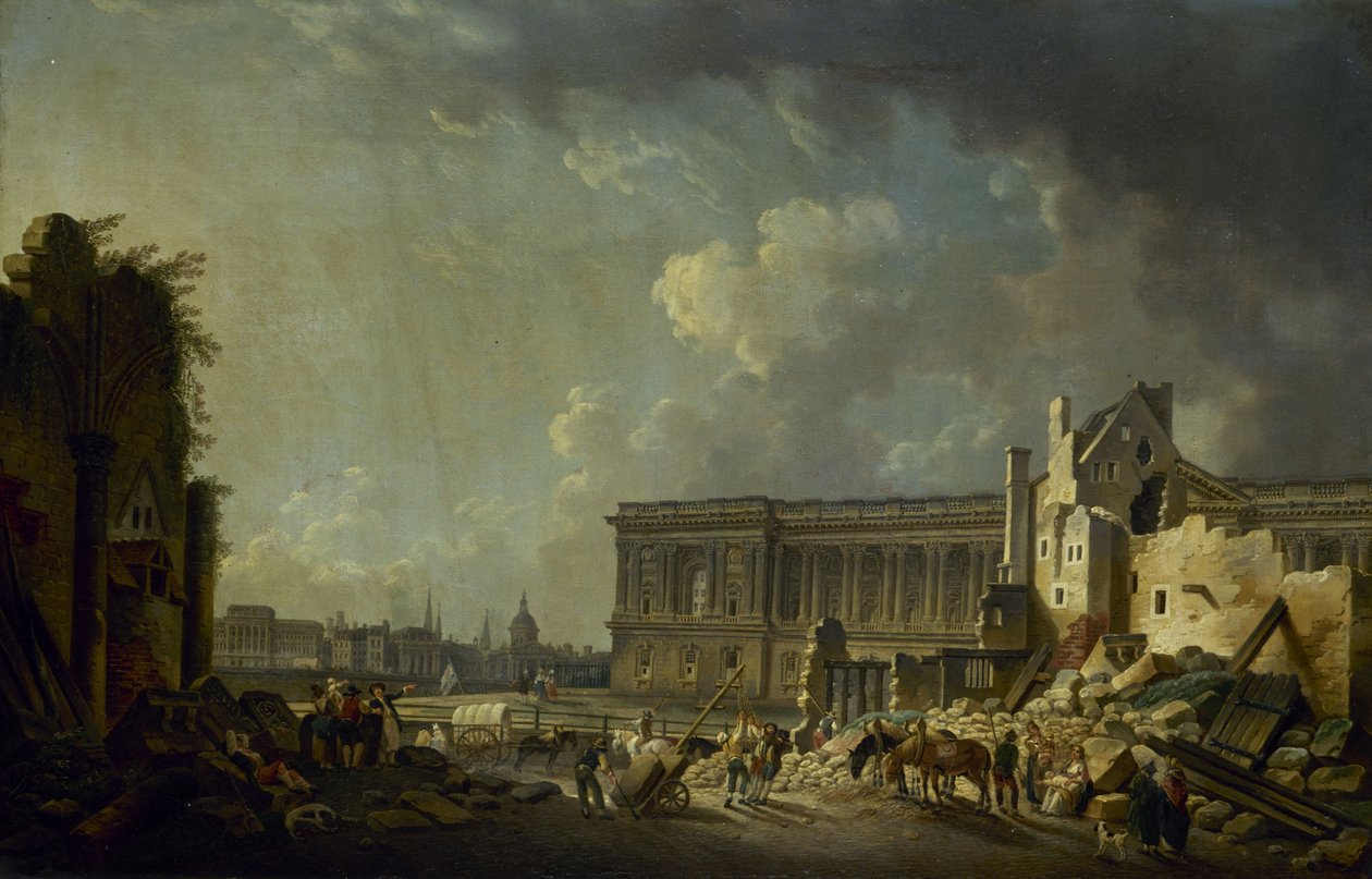 Vyklízení kolonády Louvru, asi 1756 (olej) od Pierre Antoine Demachy