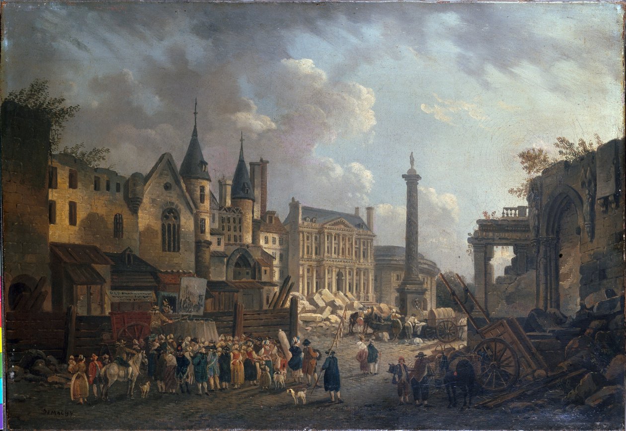 Pouťová show na pomyslné křižovatce v Paříži, asi 1770 (olej na plátně) od Pierre Antoine Demachy