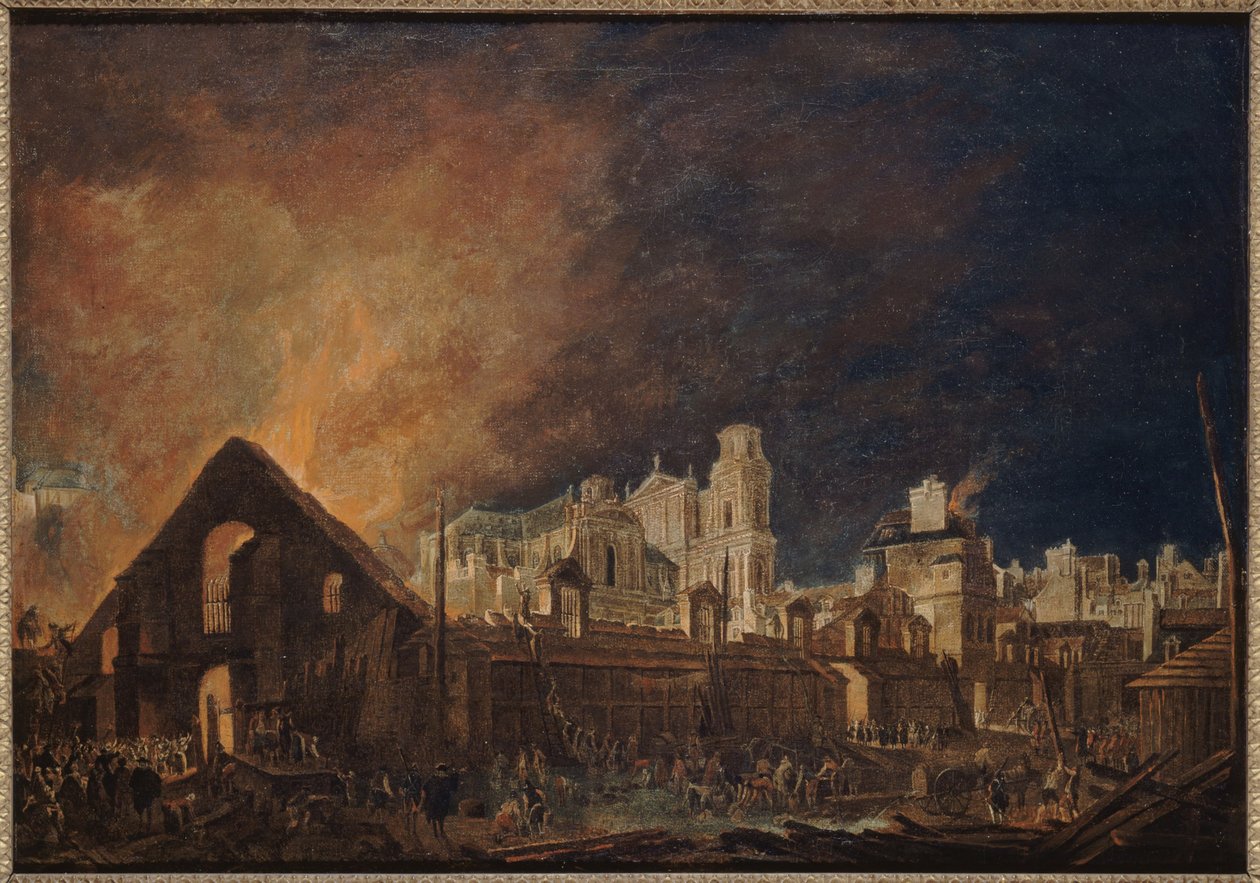 La Foire Saint-Germain během požáru (noc z 16. na 17. března) od Pierre Antoine Demachy
