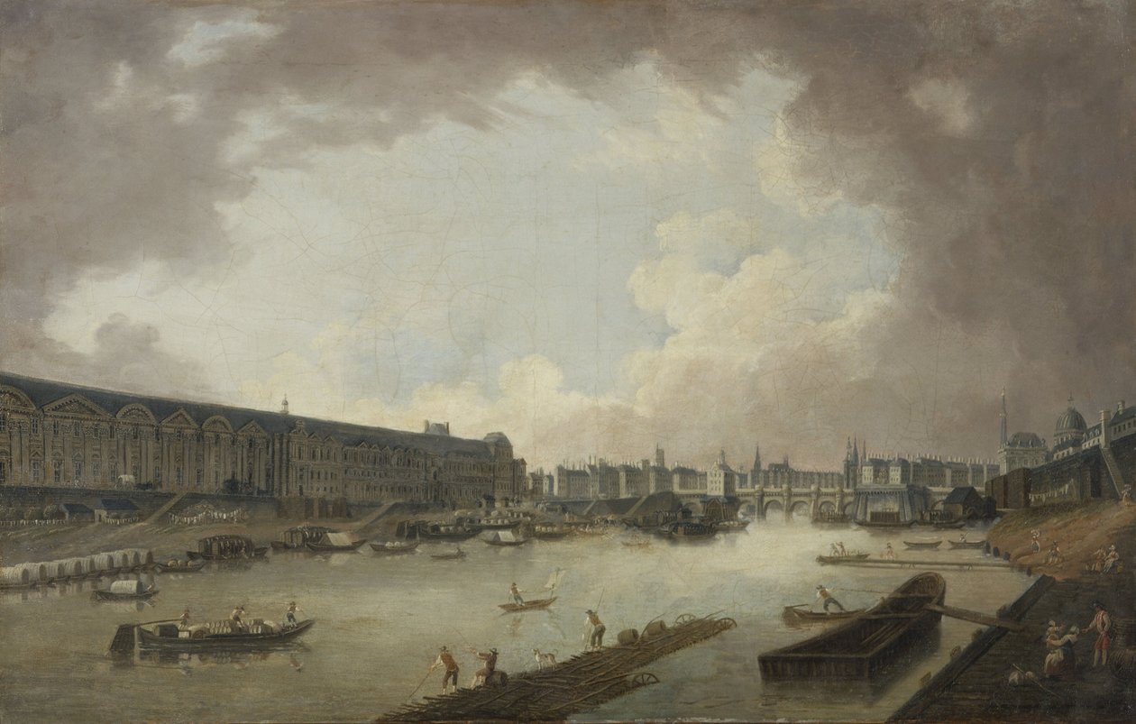 Velká galerie, Pont-Neuf a ostrov Ile de la Cité při pohledu od Pont Royal, asi 1775 (olej na plátně) od Pierre Antoine Demachy