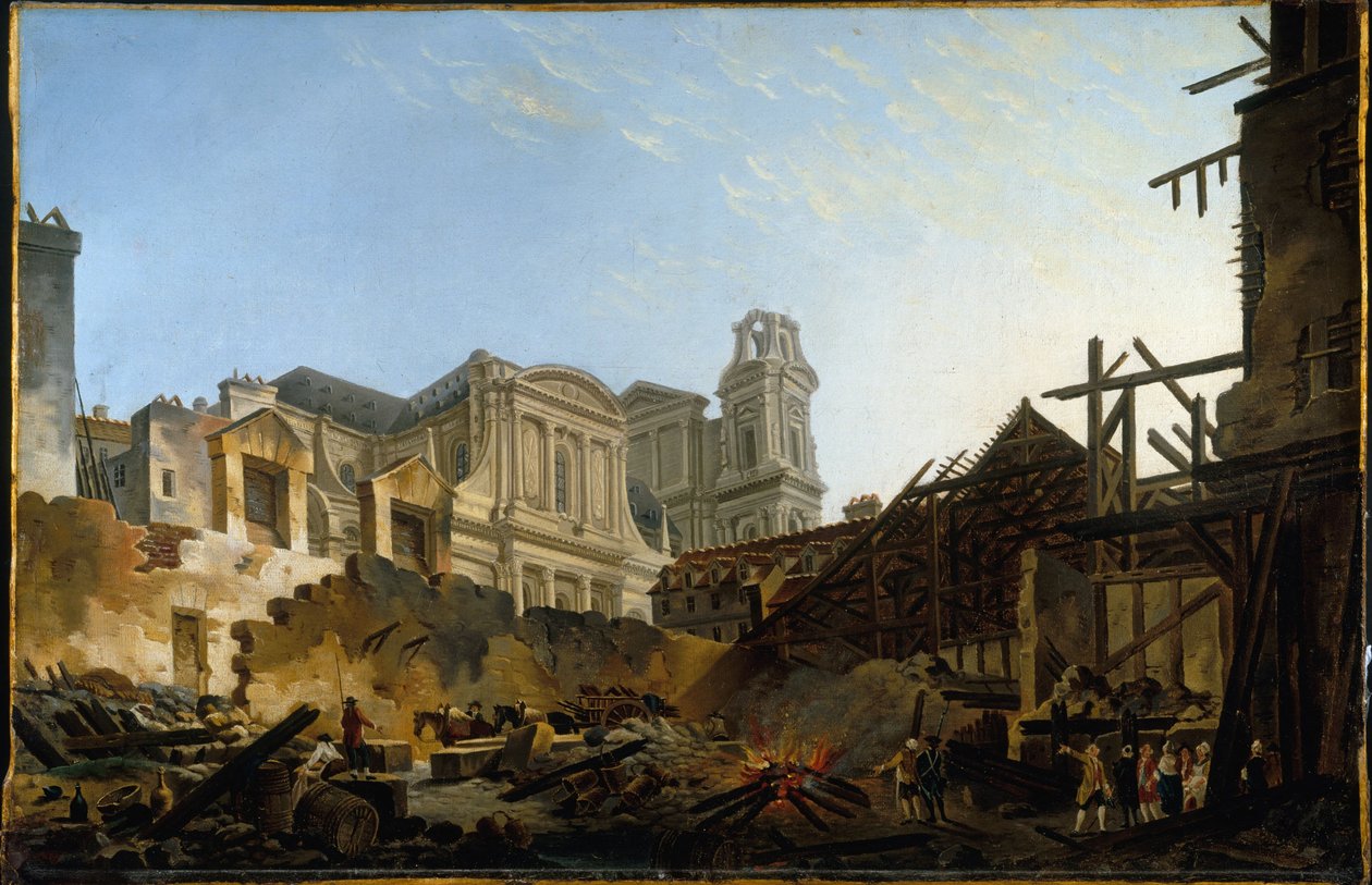 Foire Saint-Germain po požáru v noci z 16. na 17. března 1762, asi 1762 (olej) od Pierre Antoine Demachy