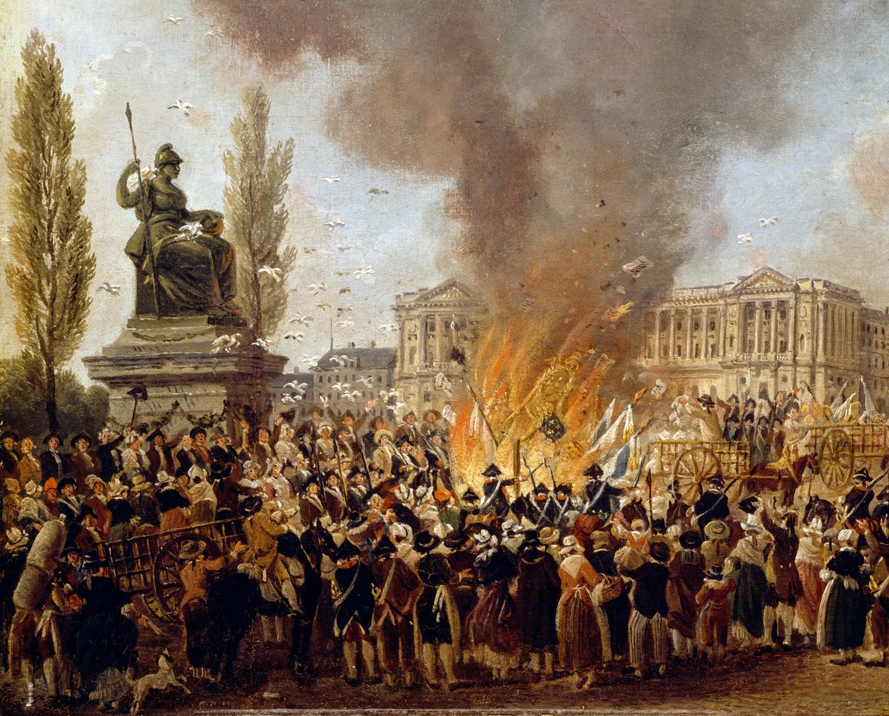 Oslava jednoty, zničení emblémů monarchie, Place de la Concorde od Pierre Antoine Demachy
