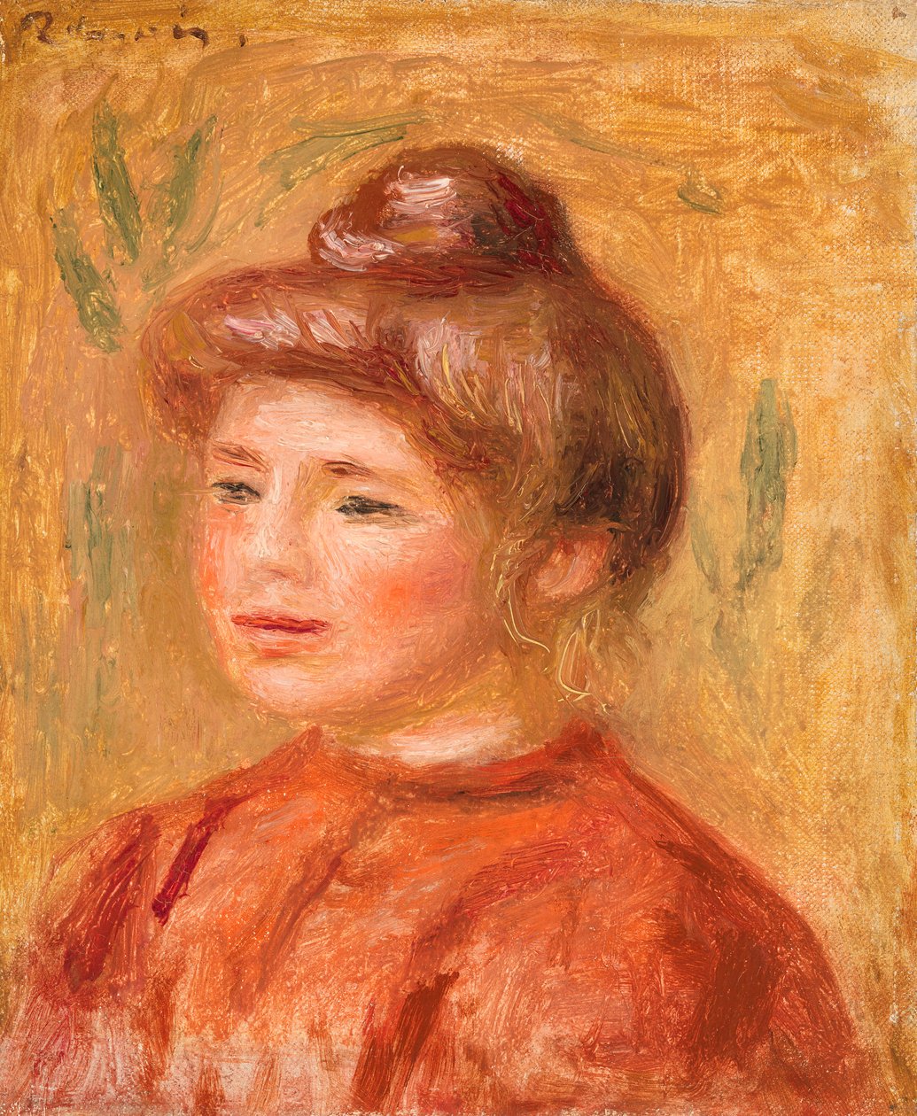 Busta ženy v červeném od Pierre-Auguste Renoir