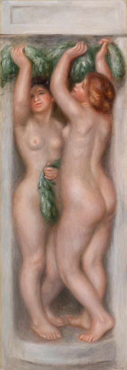 Karyatidy (Karyatidy); také nazývaný Two Lathers (dekorativní panel) od Pierre-Auguste Renoir
