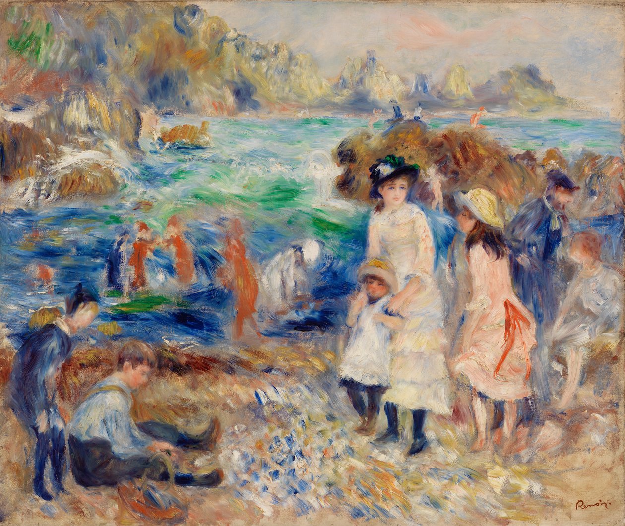 Děti na pobřeží, Guernsey od Pierre-Auguste Renoir