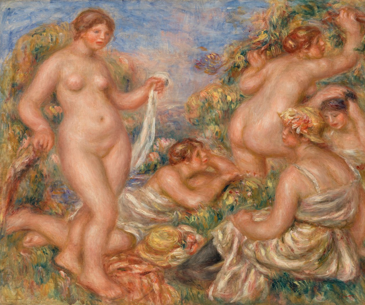 Složení, pět koupajících od Pierre-Auguste Renoir