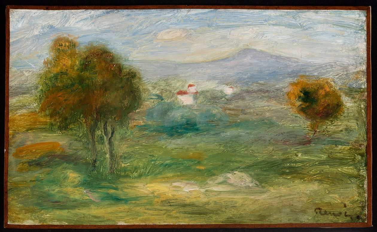 Krajina s domy v Cagnes-sur-Mer od Pierre-Auguste Renoir