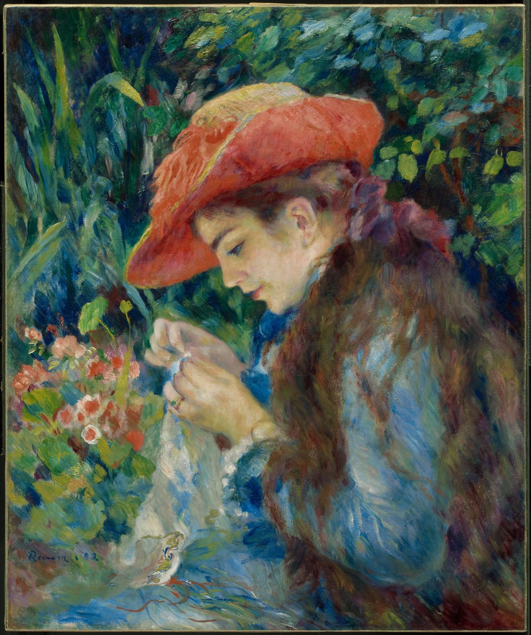 Marie-Thérèse Durand-Ruelová šije od Pierre-Auguste Renoir