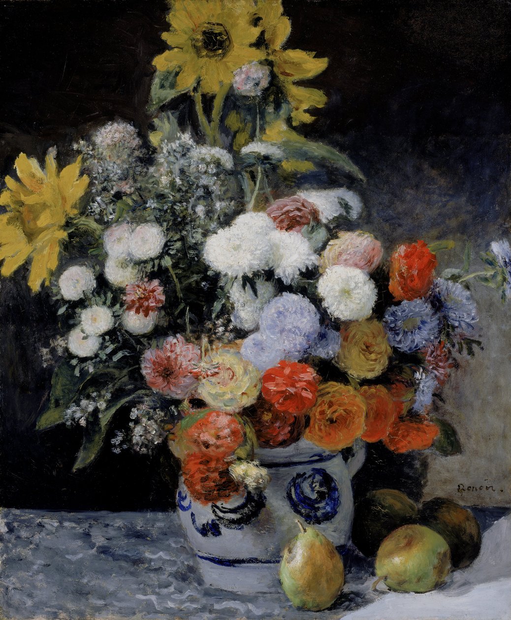 Směs květin v hliněné váze od Pierre-Auguste Renoir